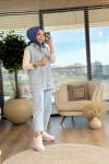 32626 Denim Oversize Yelek Mavi